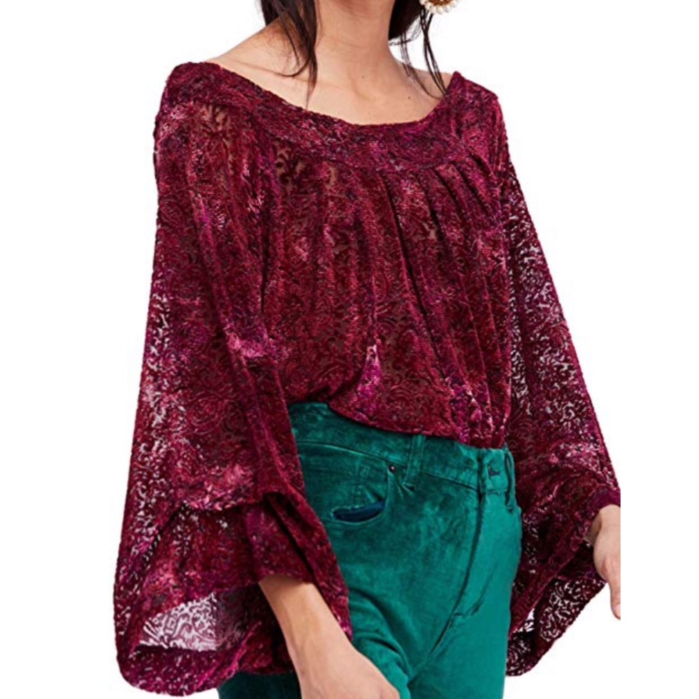 Free People OTS velvet lace top - Picture 4 of 8